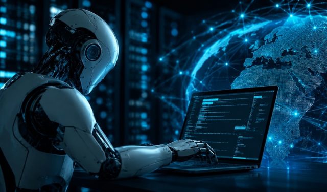 robot și rețea digitală globală